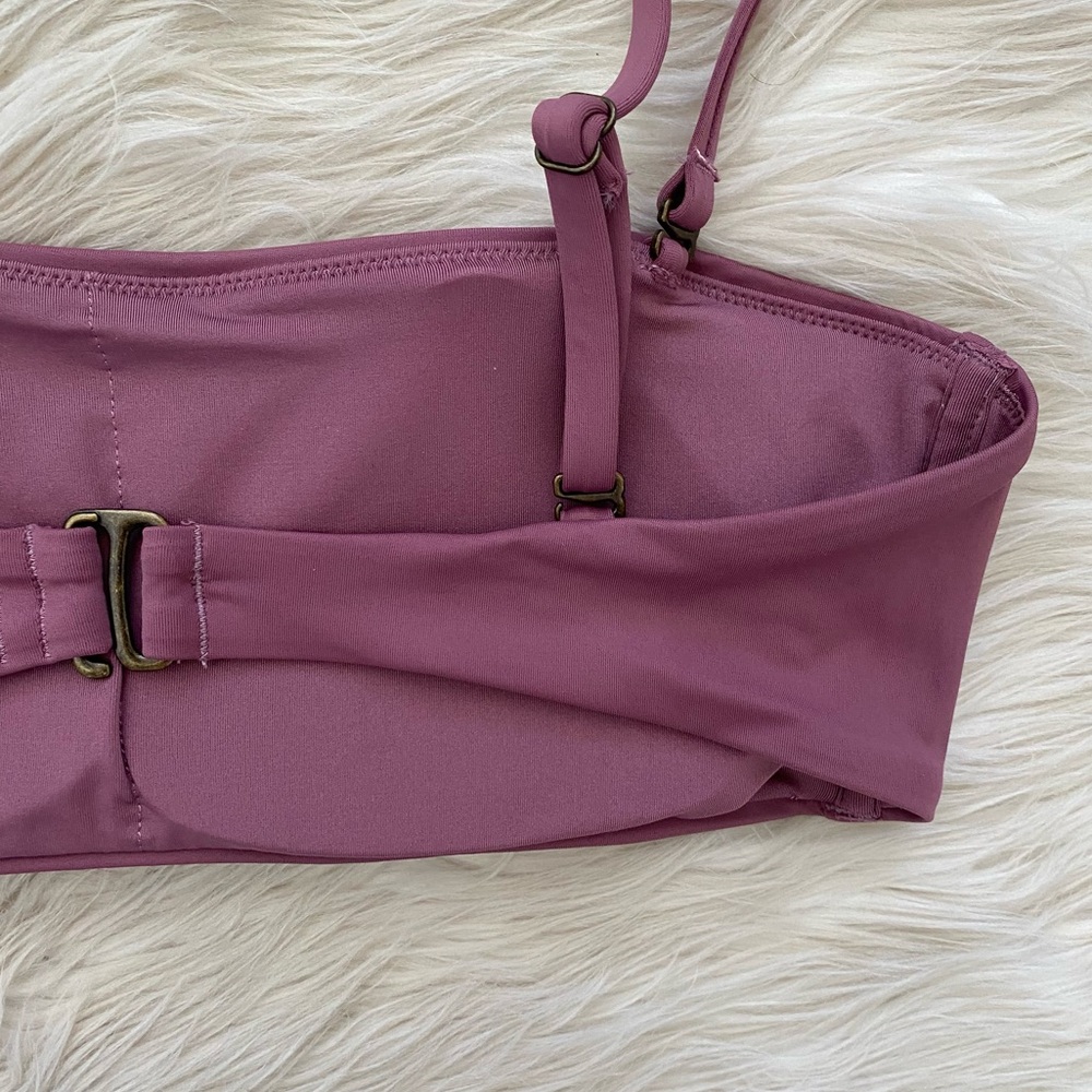 Andie Bora Bora Bandeau Bikini Top Swimsuit Purple Cactus Flower Straight Neck - Picture 7 of 13